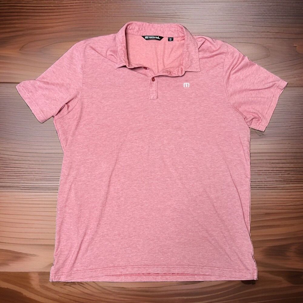 Travis Mathew Mens Pink Short Sleeve Pique Golf Polo Shirt Size XXL RN 123280